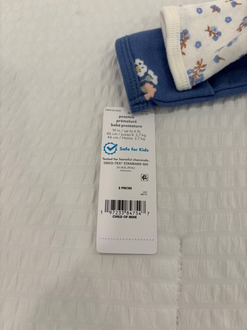 NWT Carters Blue Floral Footed zip up One-Piece Set (2-Pack) - Picture 3 of 3